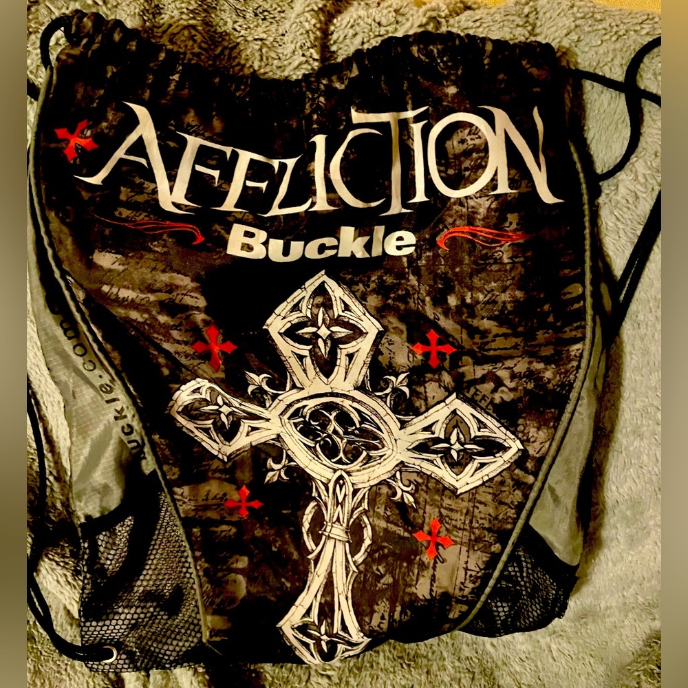 Affliction Buckle Drawstring Backpack